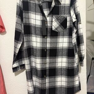 🖤 McCedar Longline Plaid Shacket – Size Small